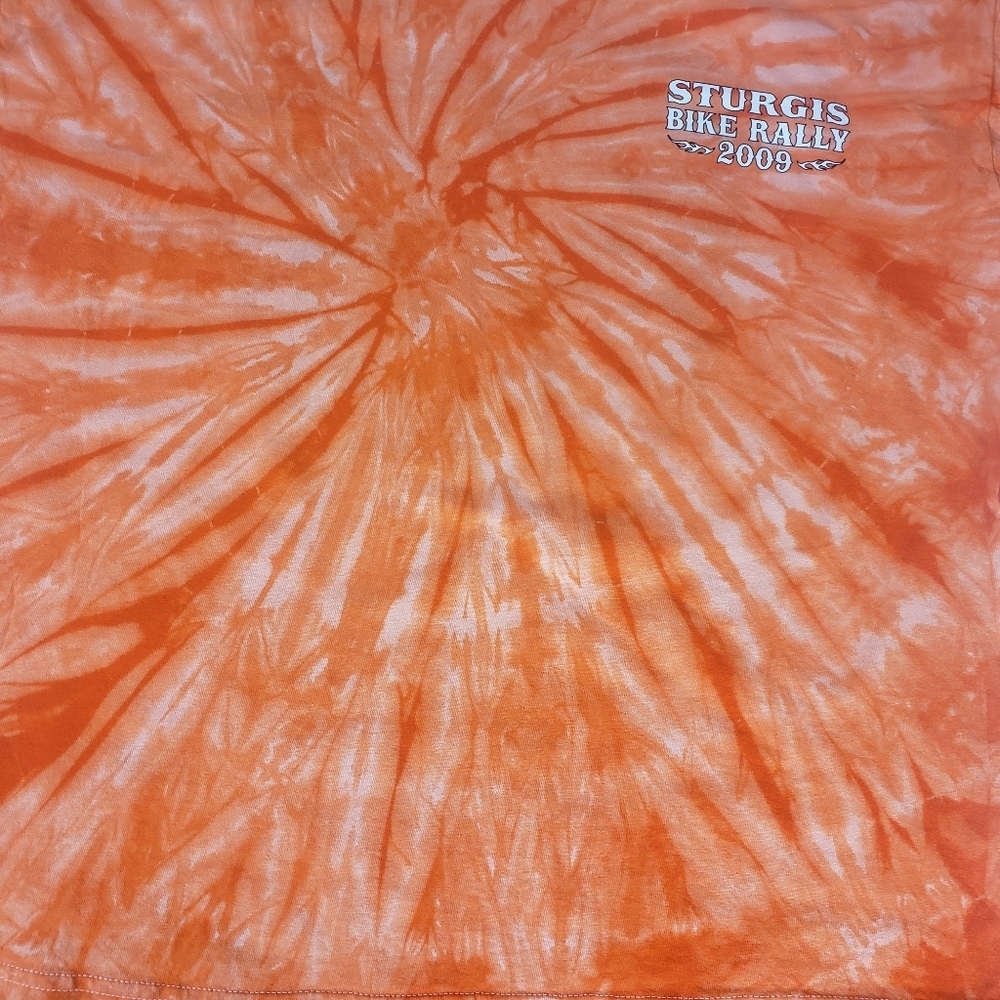 2009 Sturgis Motorcycle Rally T-Shirt Sz XL Orange Tie-Dye Eagle Print Bike Week - Picture 4 of 7